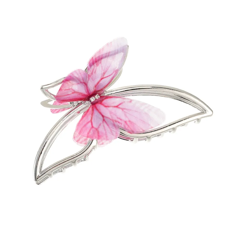 Flytonn  Popular Metal Hollow Butterfly  Hair Clips For Women Solid Color Ponytail Hairpin Large Shark Clip Hair Accessories
