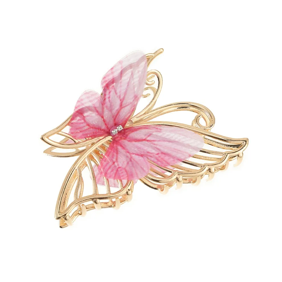 Flytonn  Popular Metal Hollow Butterfly  Hair Clips For Women Solid Color Ponytail Hairpin Large Shark Clip Hair Accessories