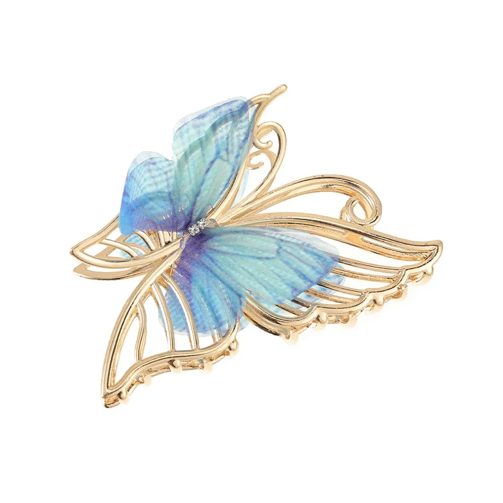 Flytonn  Popular Metal Hollow Butterfly  Hair Clips For Women Solid Color Ponytail Hairpin Large Shark Clip Hair Accessories