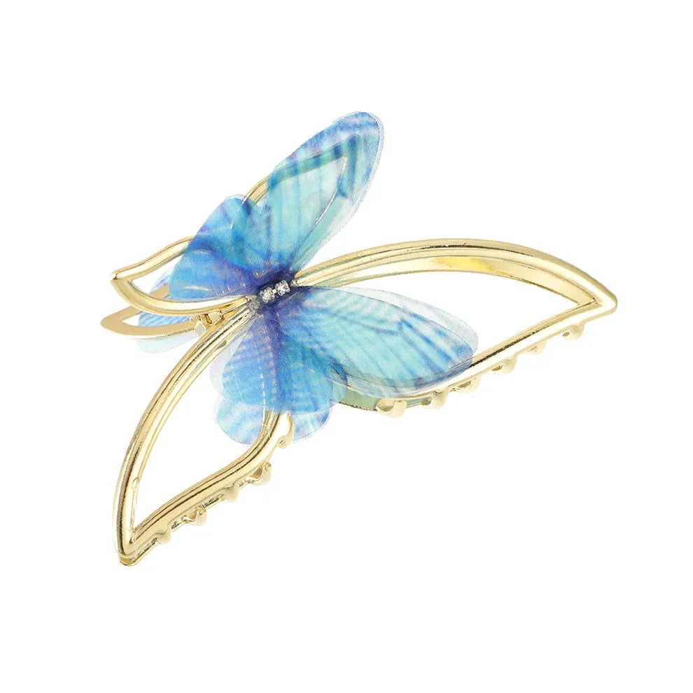 Flytonn  Popular Metal Hollow Butterfly  Hair Clips For Women Solid Color Ponytail Hairpin Large Shark Clip Hair Accessories