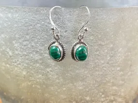 Gemstone And Silver Oval Earrings