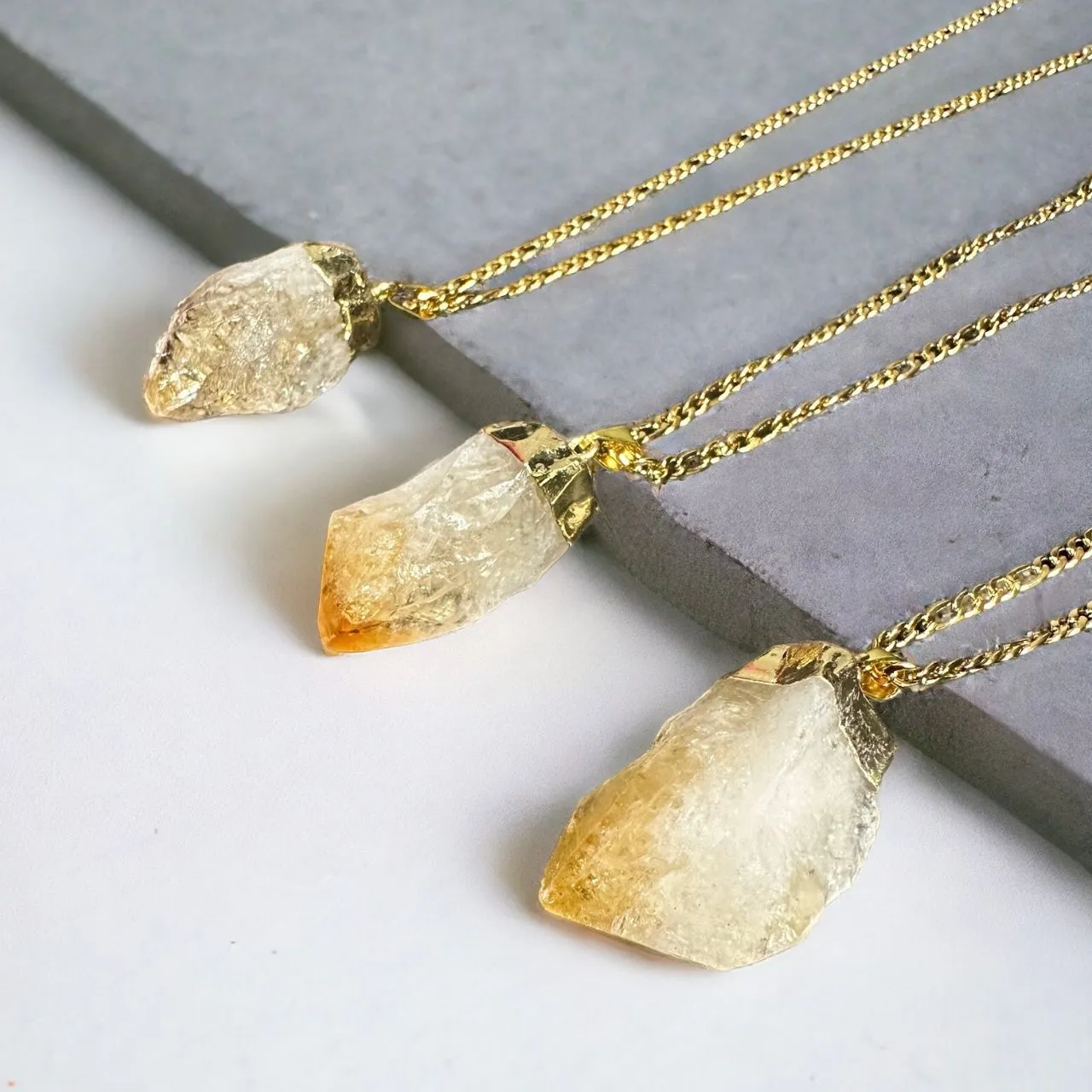 Gold-Dipped Raw Citrine Necklace