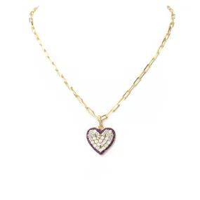 Gold Filled CZ Pave Heart Pendant Necklace