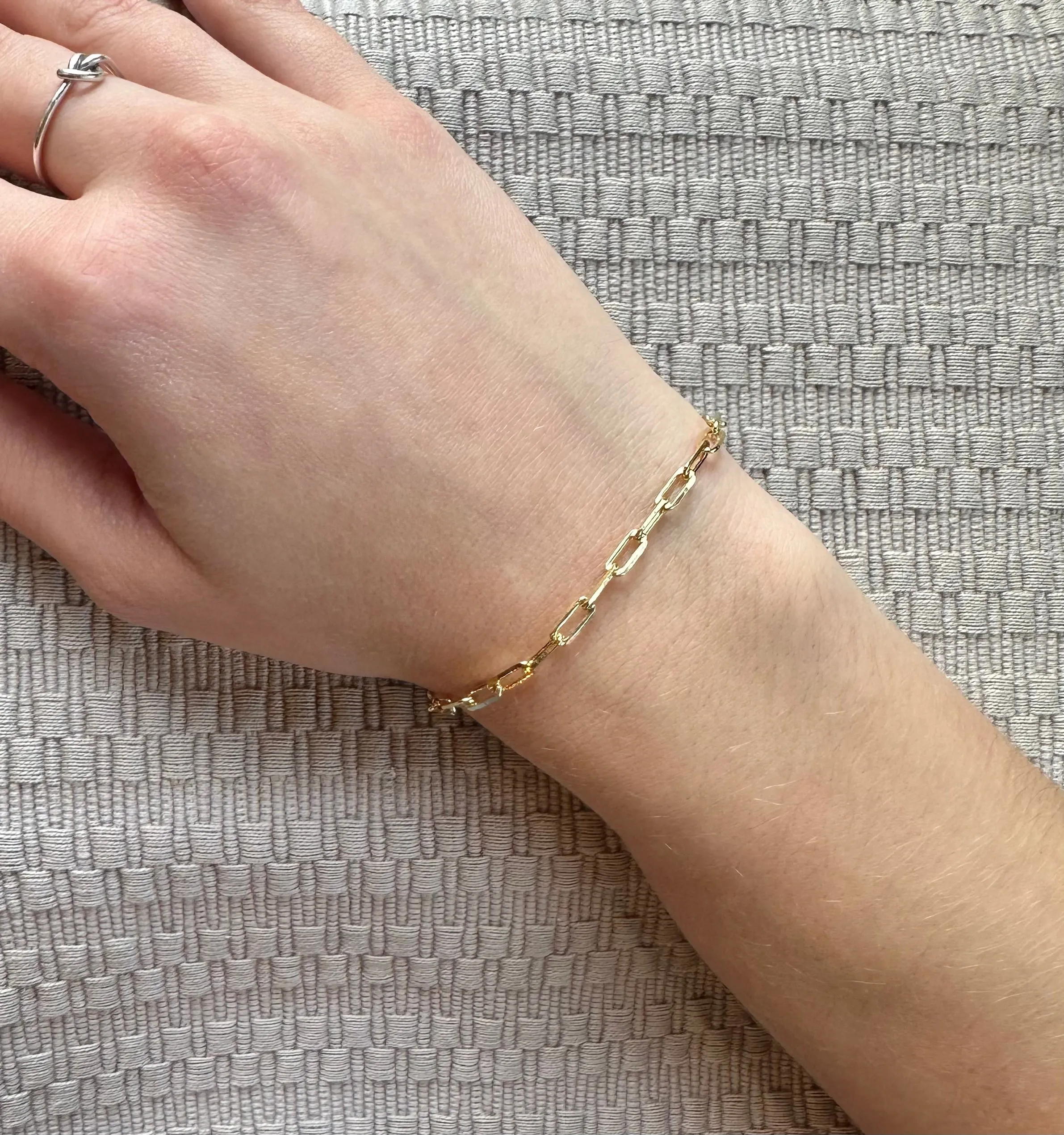 Gold Filled Paper Clip Chain Bracelet