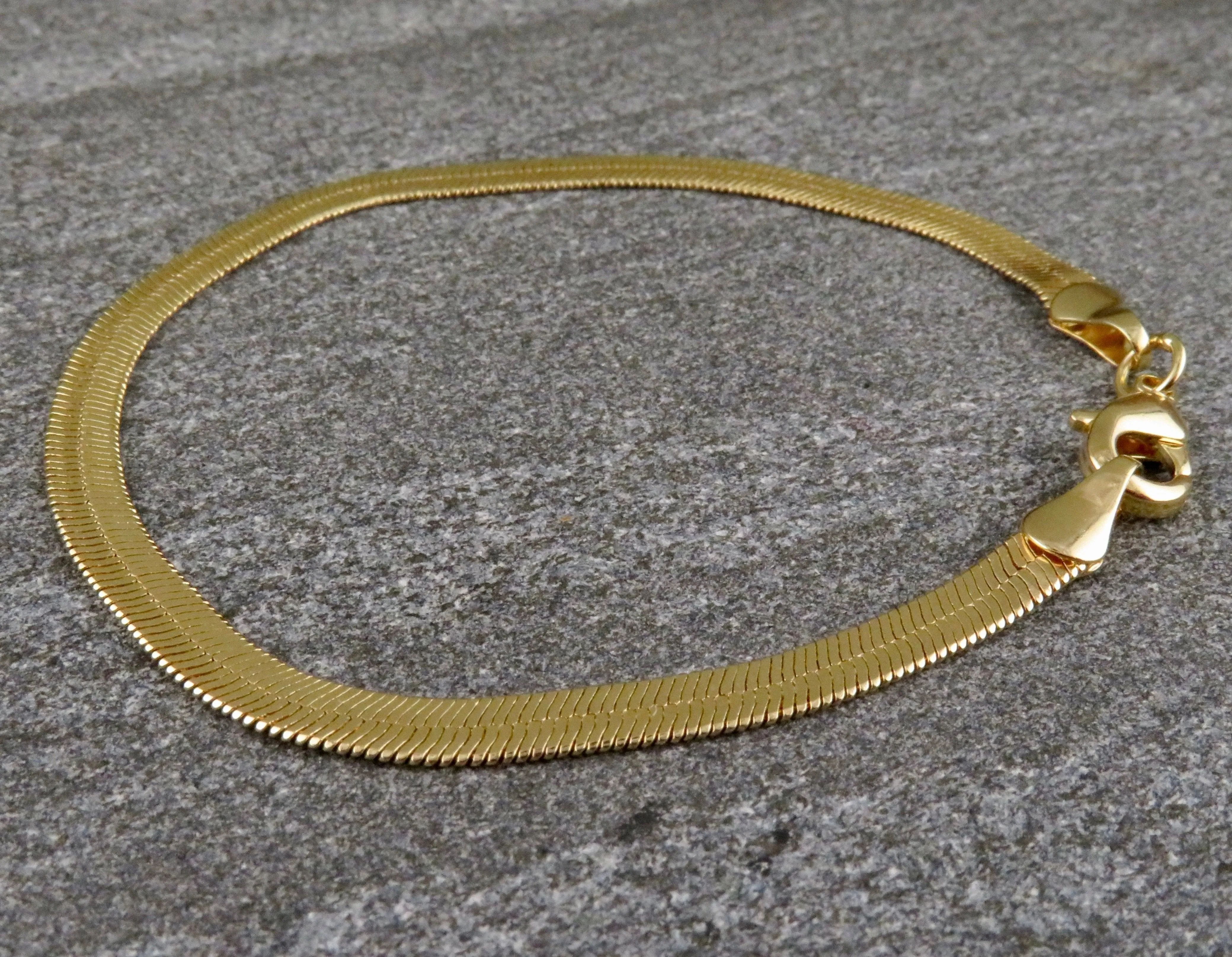 Gold Filled Wide Herringbone Chain Bracelet