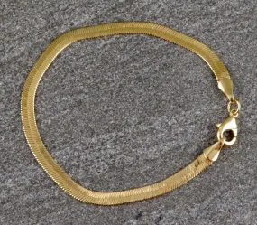 Gold Filled Wide Herringbone Chain Bracelet