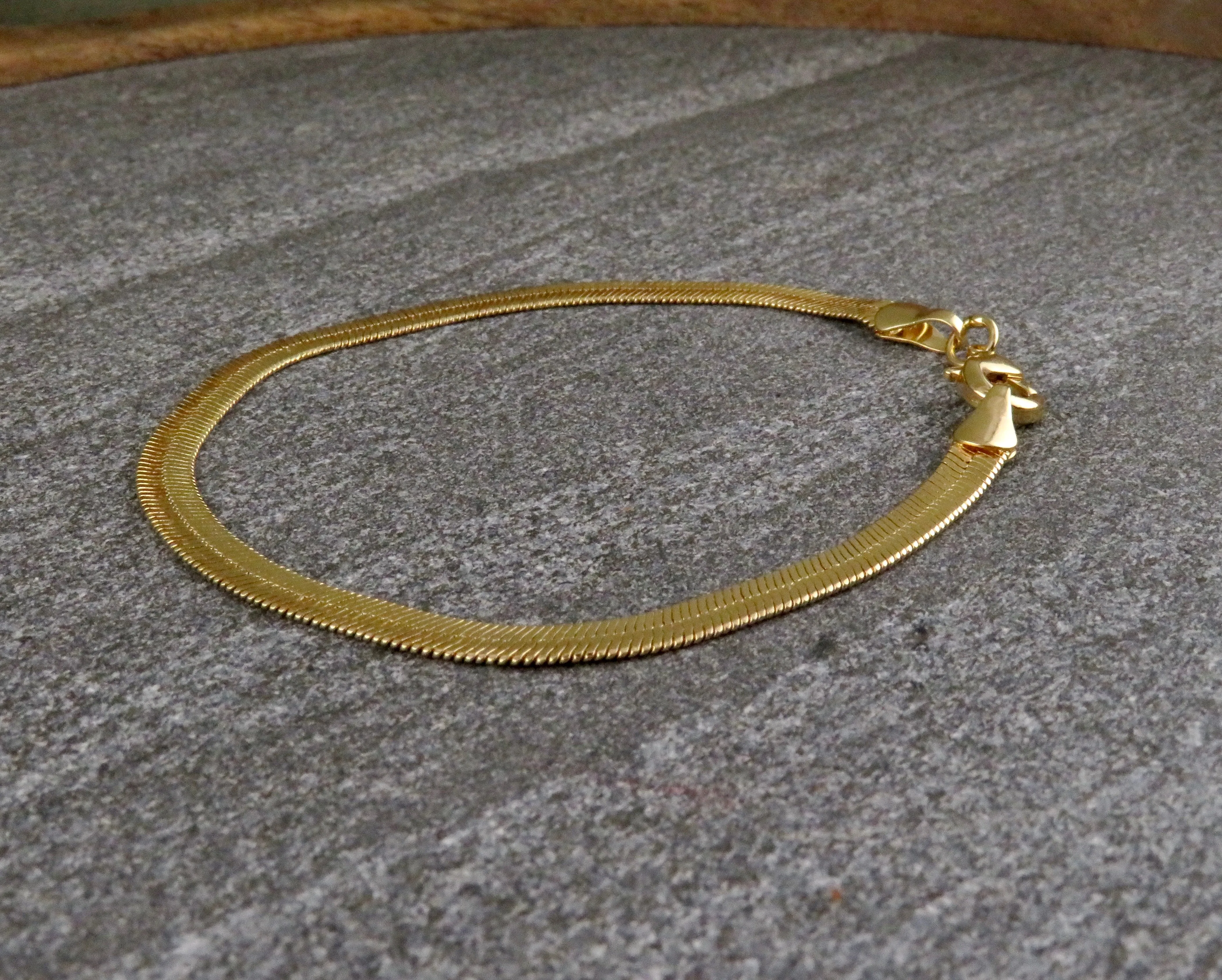 Gold Filled Wide Herringbone Chain Bracelet