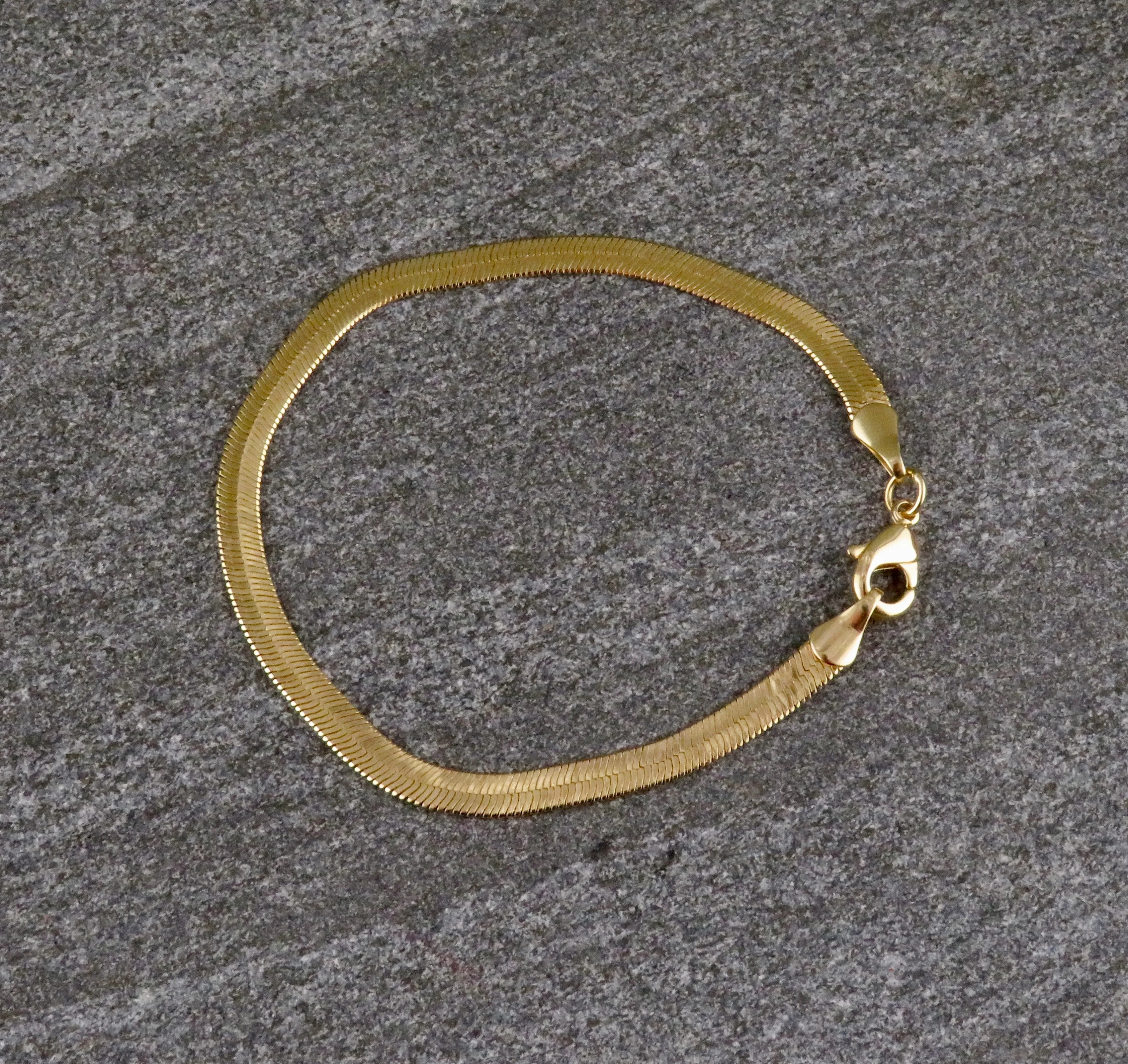 Gold Filled Wide Herringbone Chain Bracelet