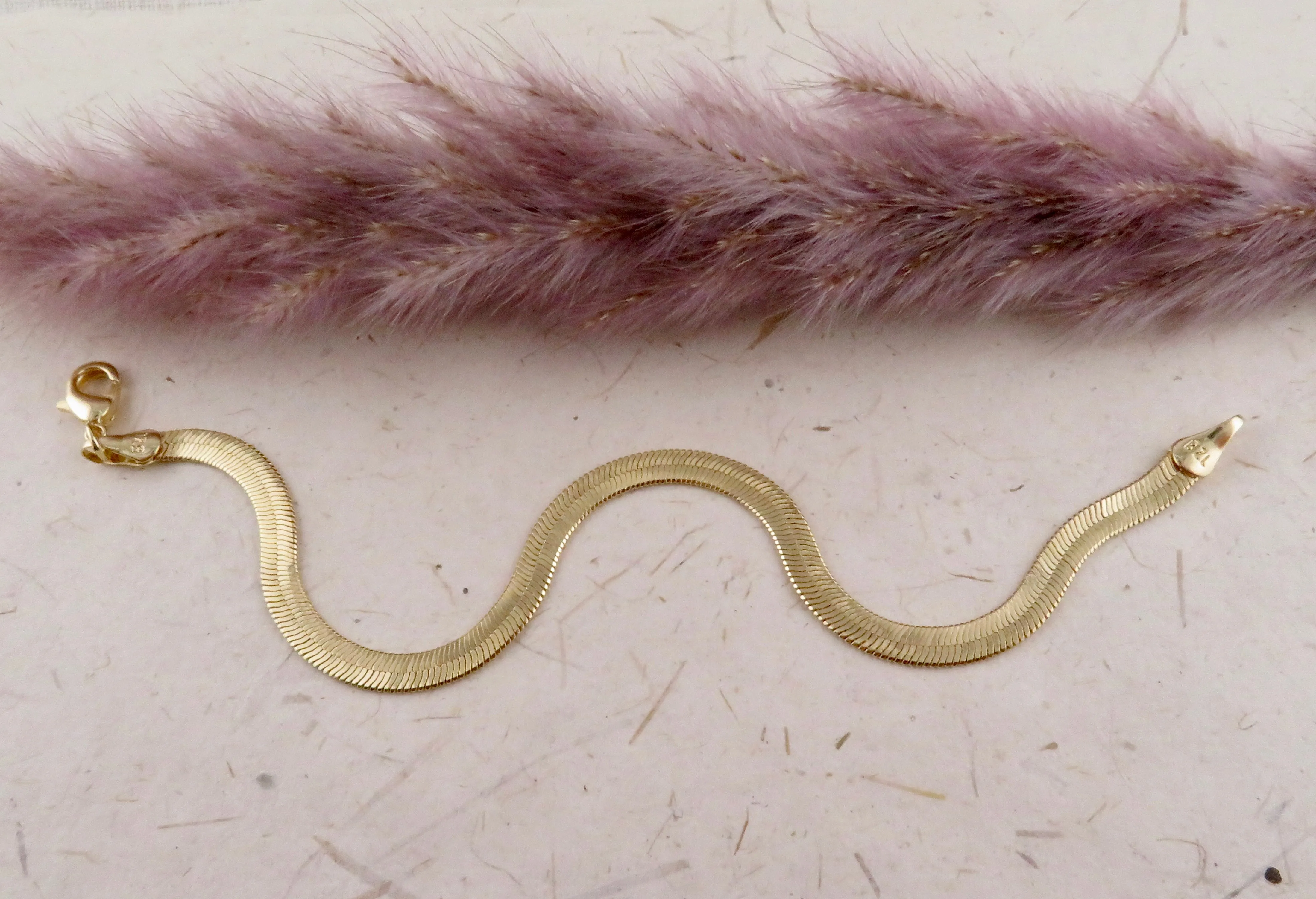 Gold Filled Wide Herringbone Chain Bracelet