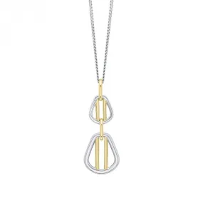 Gold Sterling Silver Cage Bar Drop Pendant P5416