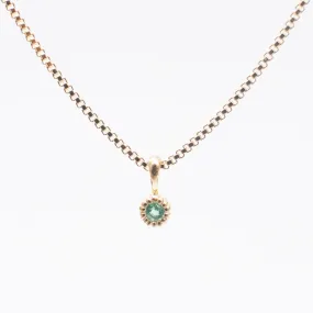 Gold Vermeil Tiny Milgrain Edge Emerald Necklace