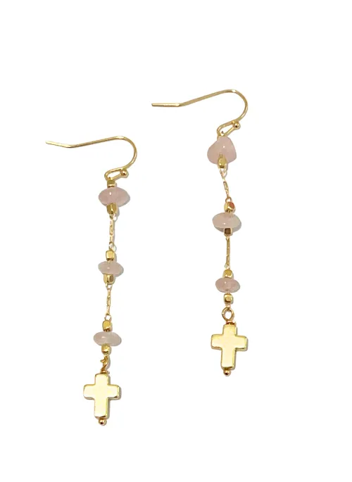 Grace Gemstone Cross Earrings