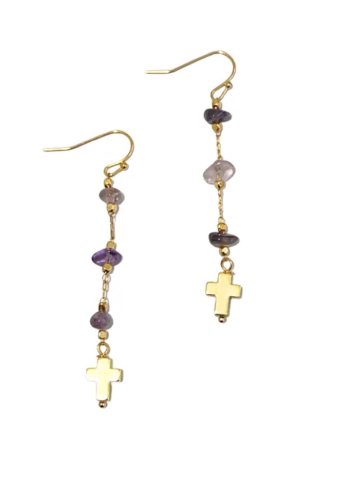 Grace Gemstone Cross Earrings