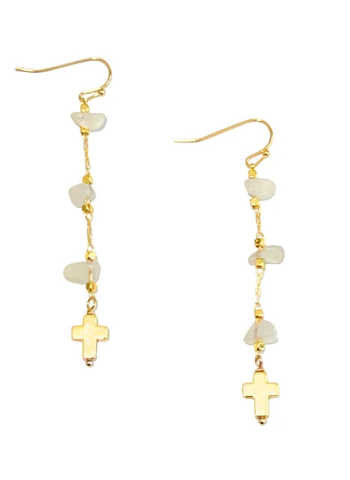 Grace Gemstone Cross Earrings