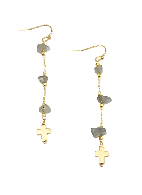 Grace Gemstone Cross Earrings