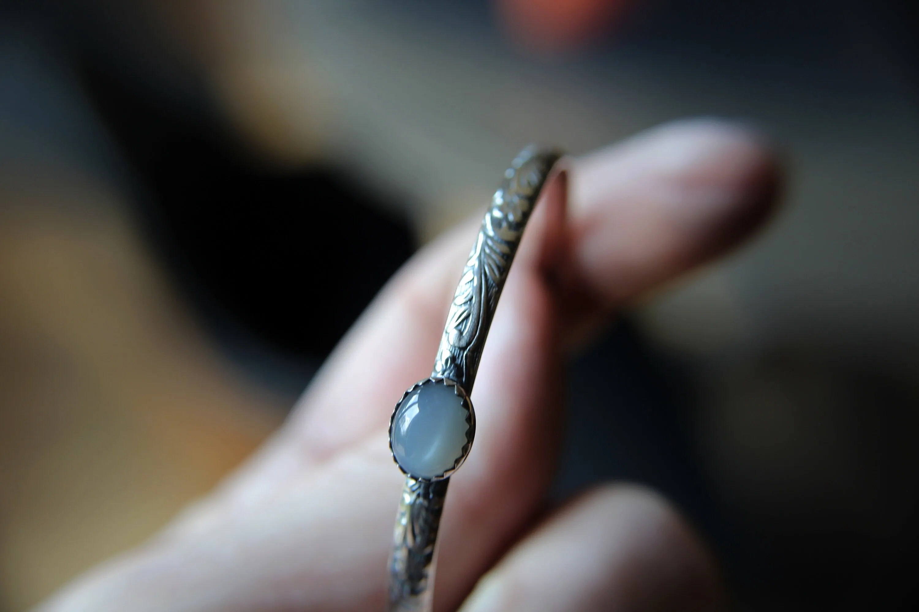 Gray Moonstone Bracelet, Sterling Silver Bracelet, Moonstone Bracelet, Sterling Moonstone Jewelry, Moonstone Cuff Bracelet, Gray Moonstone