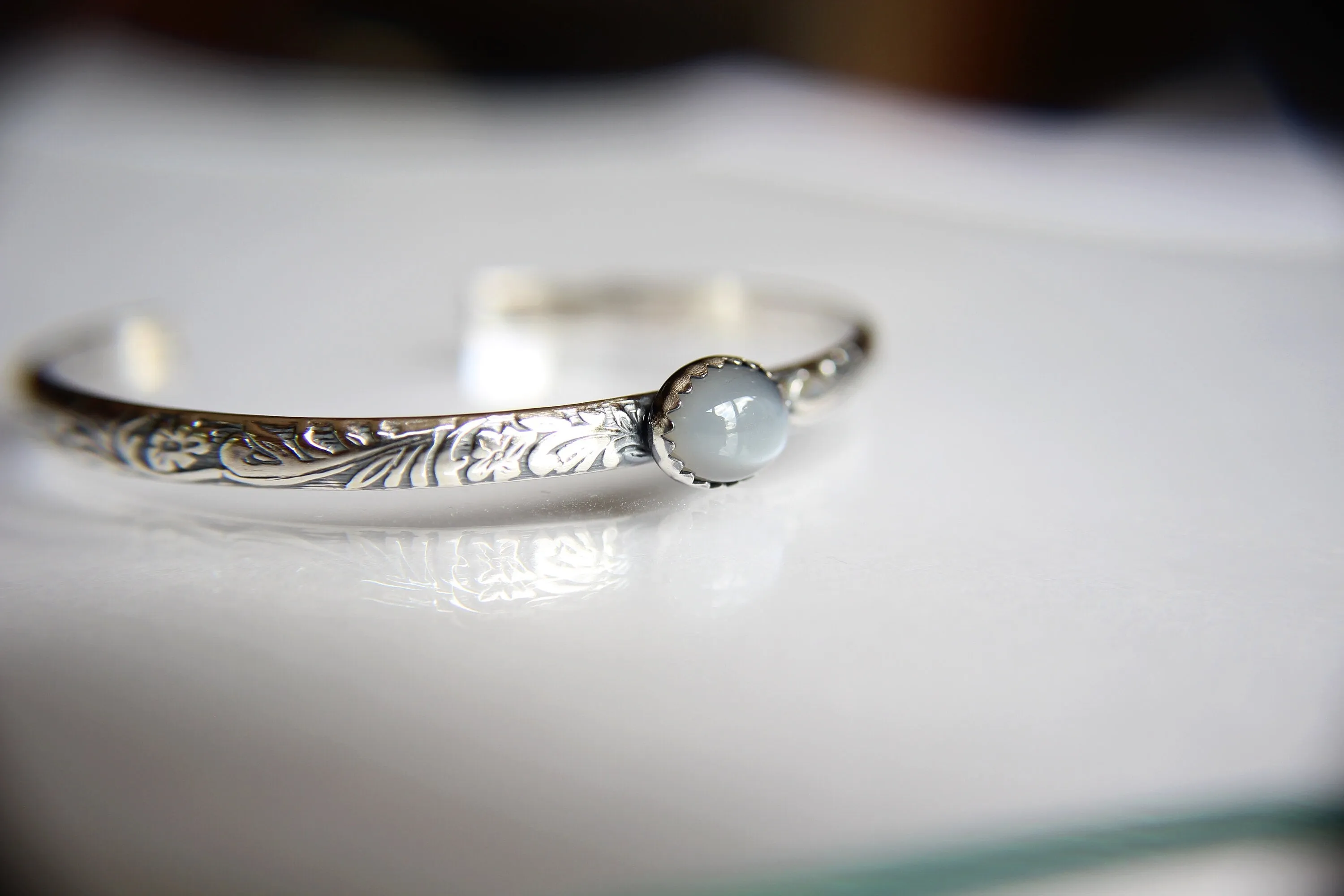 Gray Moonstone Bracelet, Sterling Silver Bracelet, Moonstone Bracelet, Sterling Moonstone Jewelry, Moonstone Cuff Bracelet, Gray Moonstone