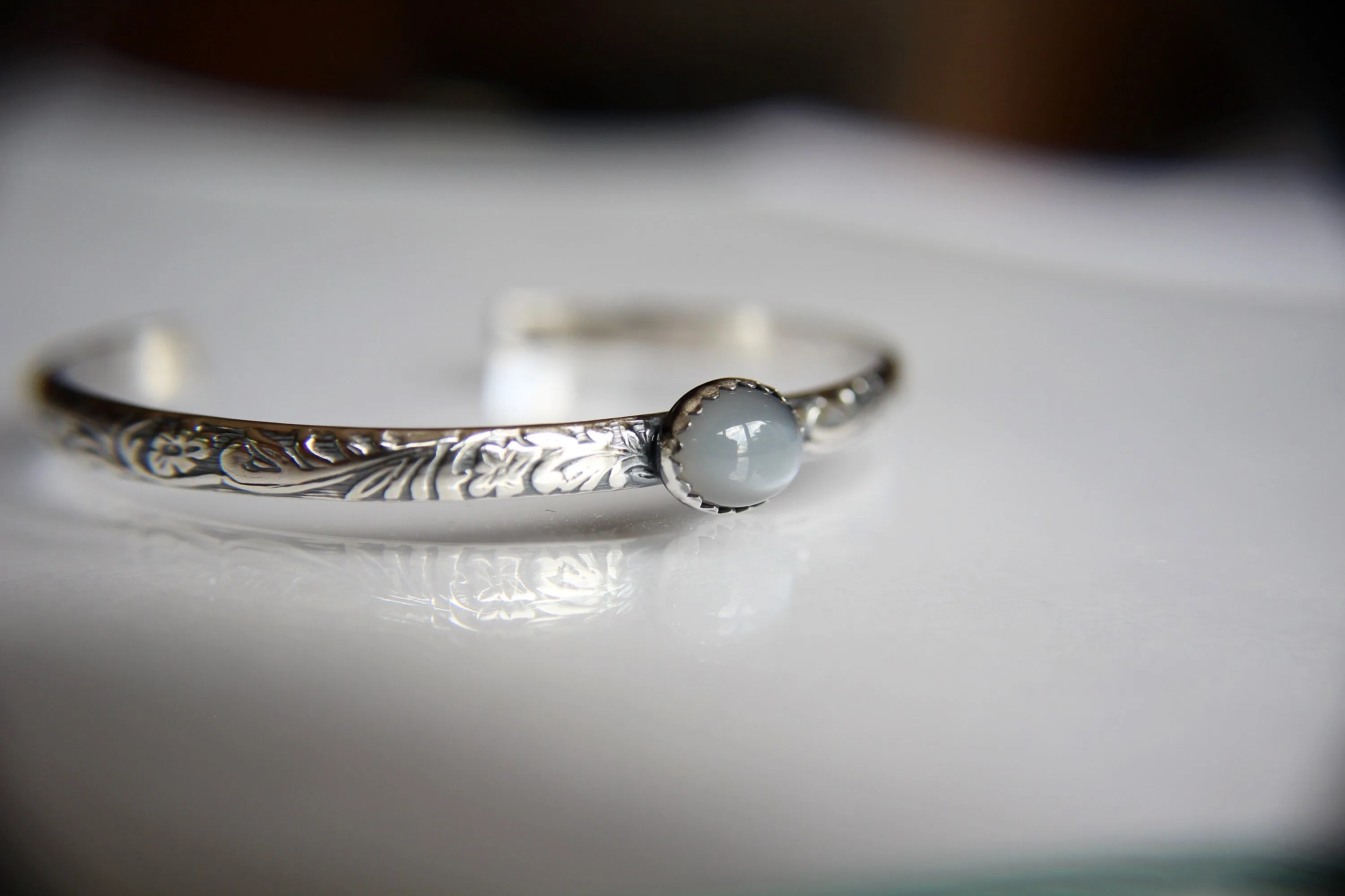 Gray Moonstone Bracelet, Sterling Silver Bracelet, Moonstone Bracelet, Sterling Moonstone Jewelry, Moonstone Cuff Bracelet, Gray Moonstone