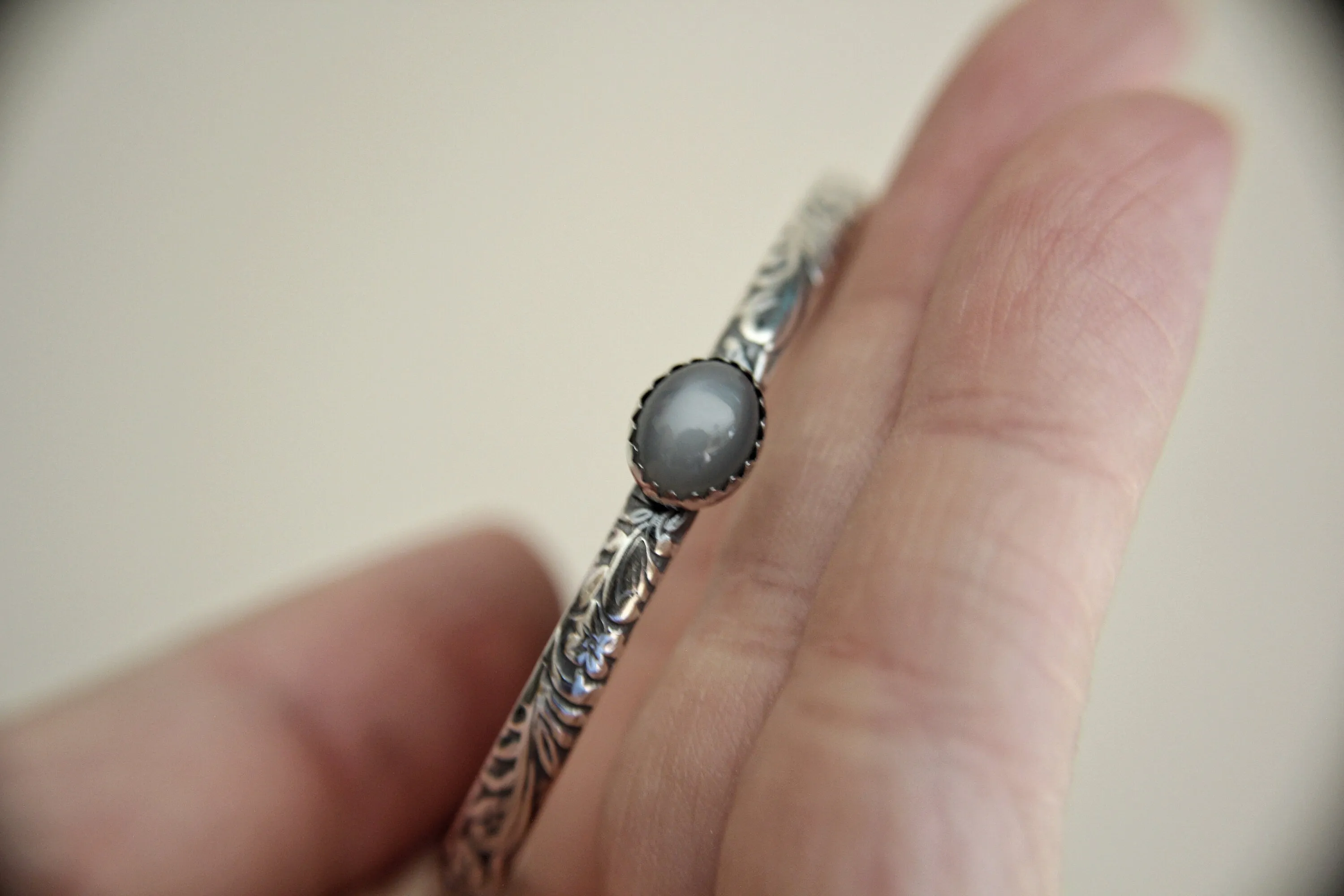 Gray Moonstone Bracelet, Sterling Silver Bracelet, Moonstone Bracelet, Sterling Moonstone Jewelry, Moonstone Cuff Bracelet, Gray Moonstone