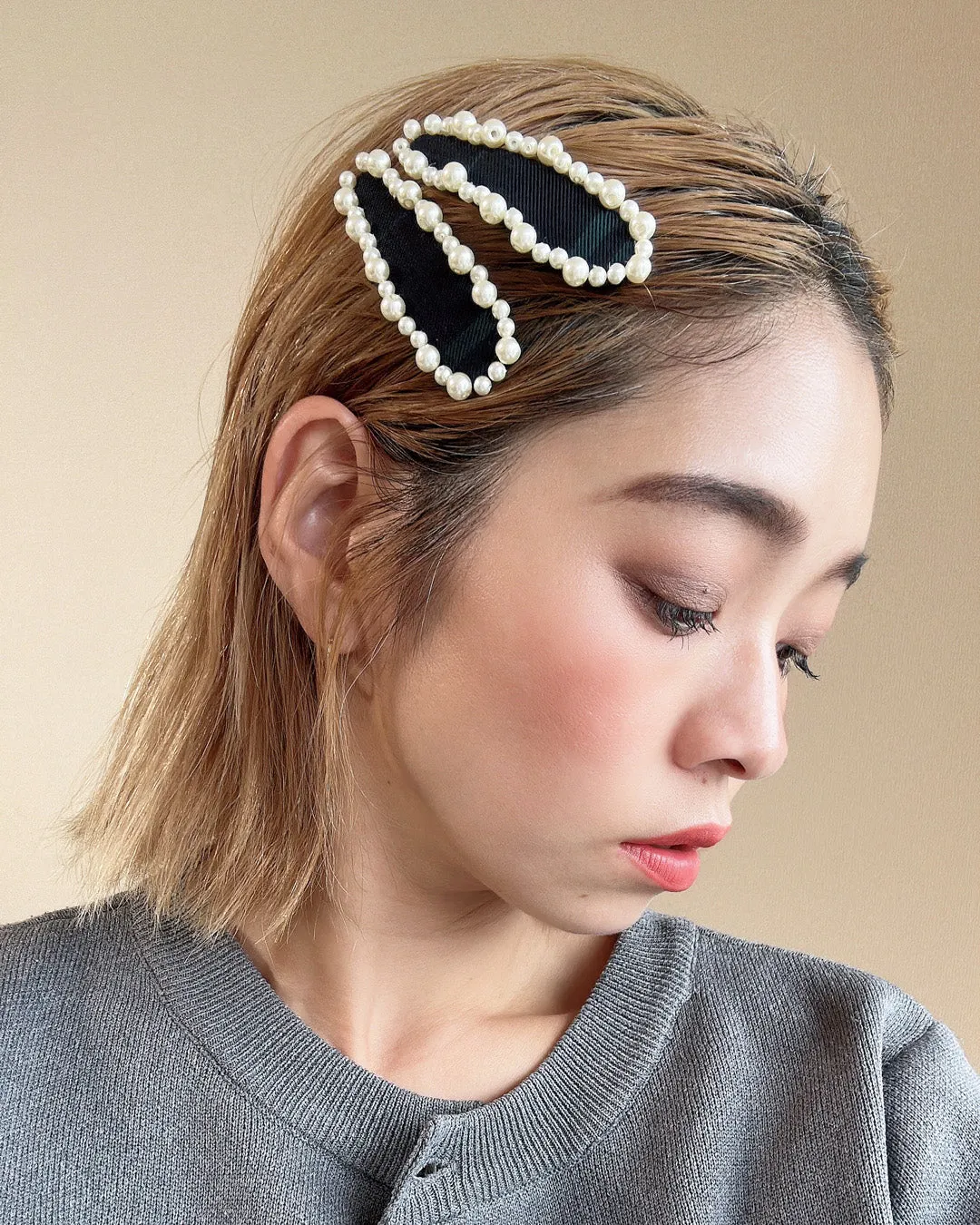 Green Check Hair Pin