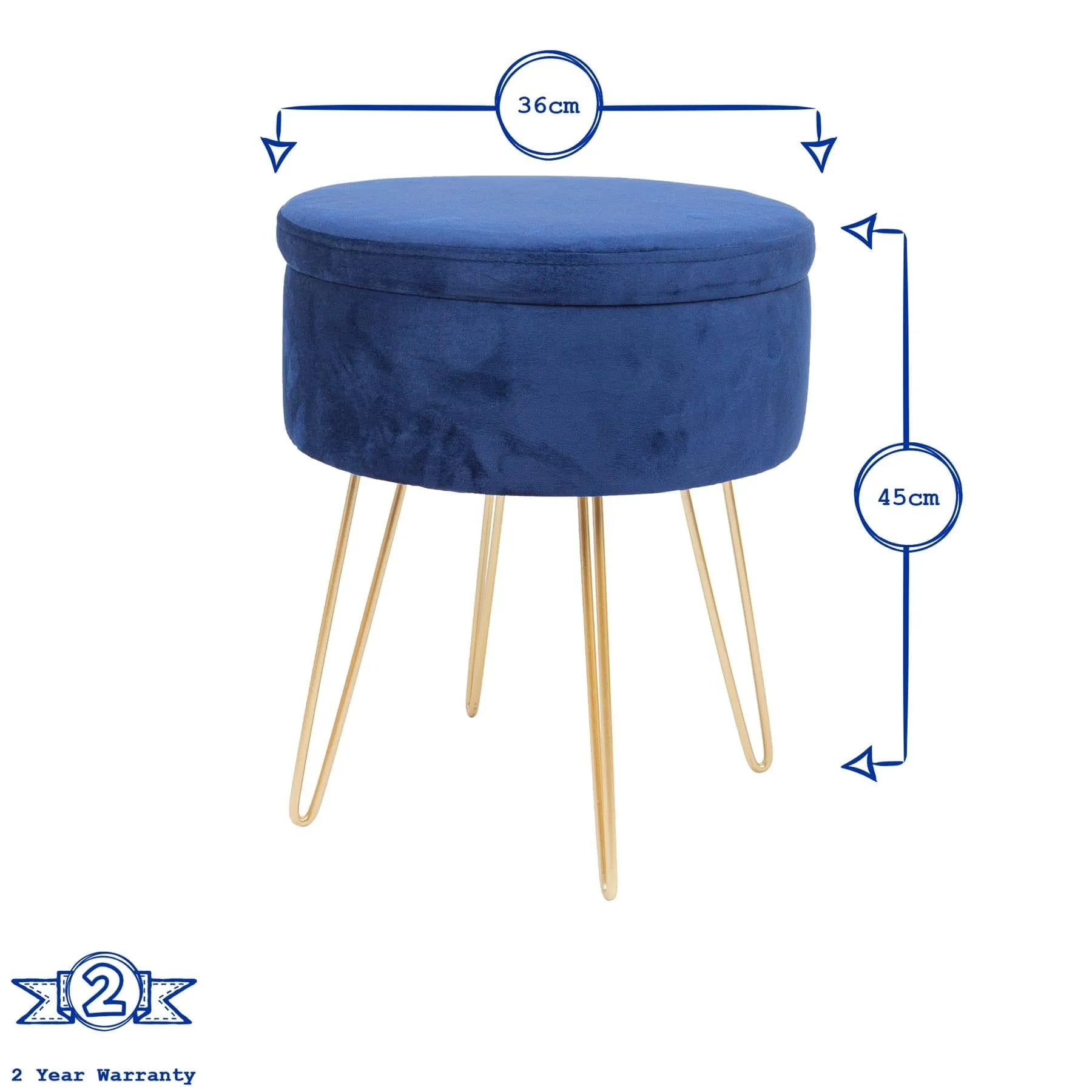 Grey Round Velvet Storage Footstool - By Harbour Housewares