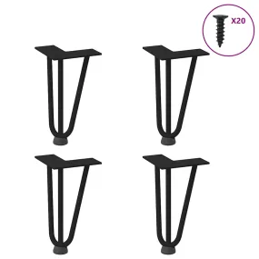 Hairpin Table Legs 4 pcs Black 20 cm Solid Steel