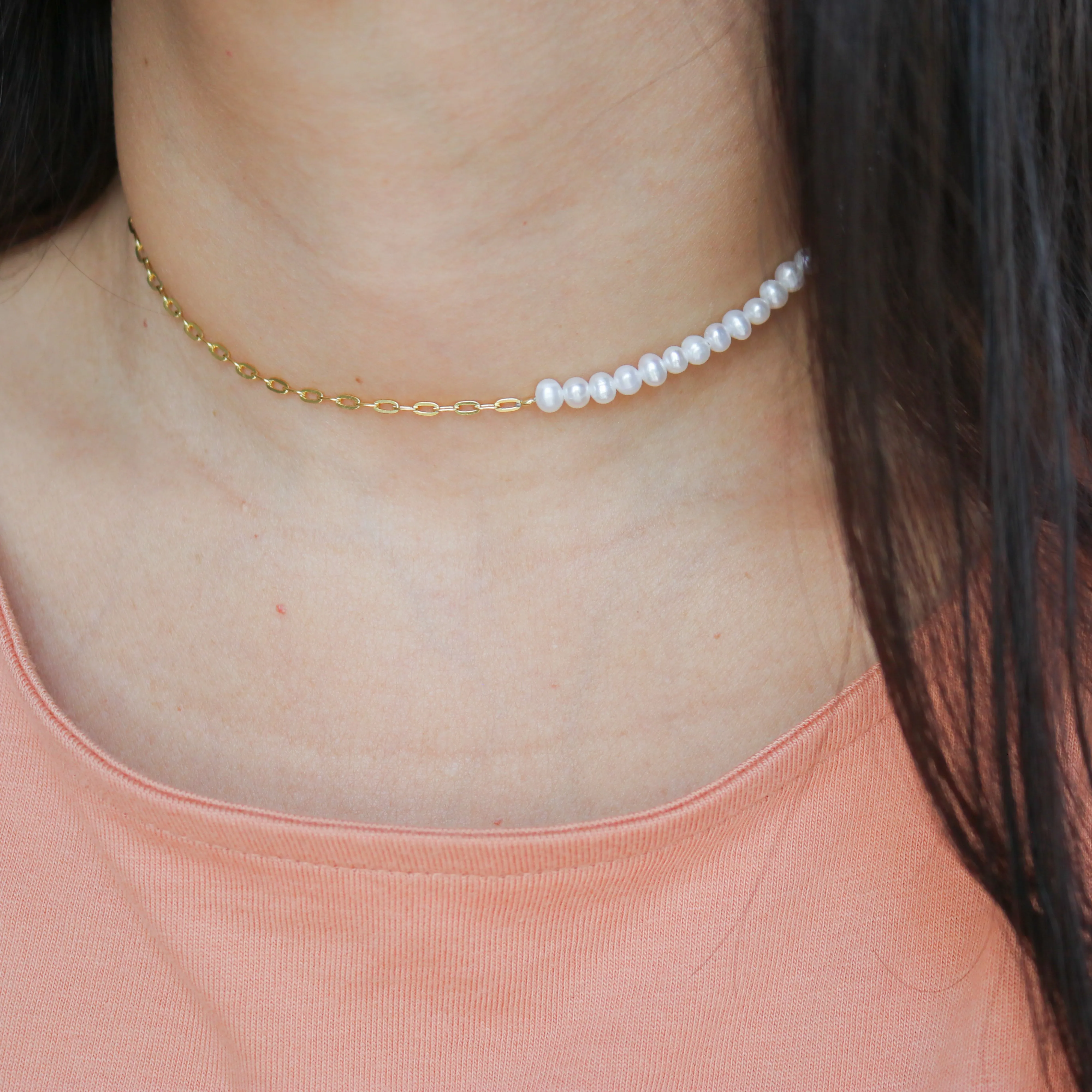 Half & Half Pearl Choker