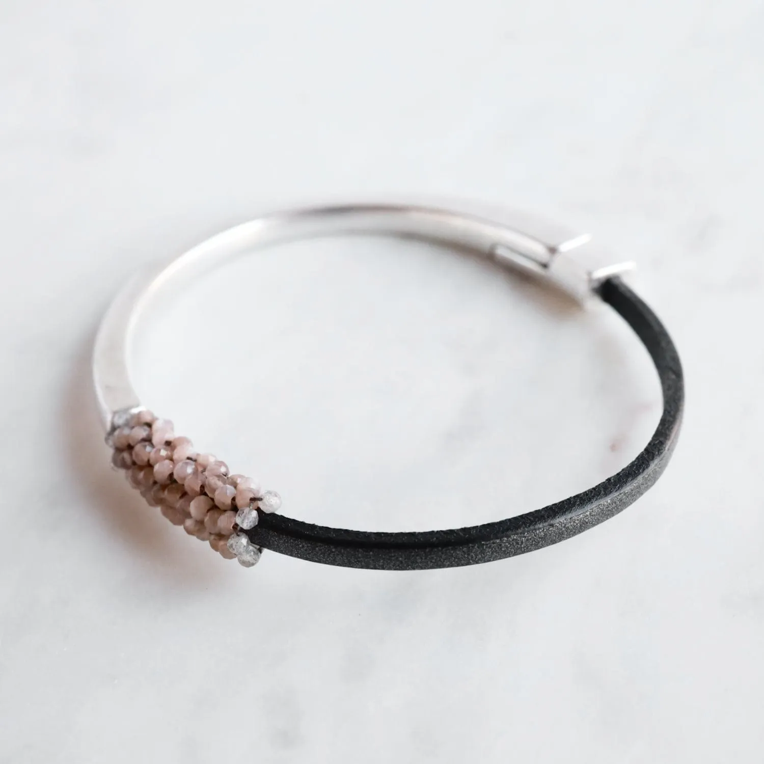 Hand Stitched Blush Moonstone Bracelet