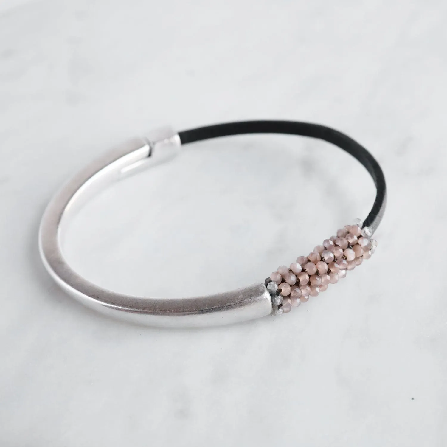 Hand Stitched Blush Moonstone Bracelet