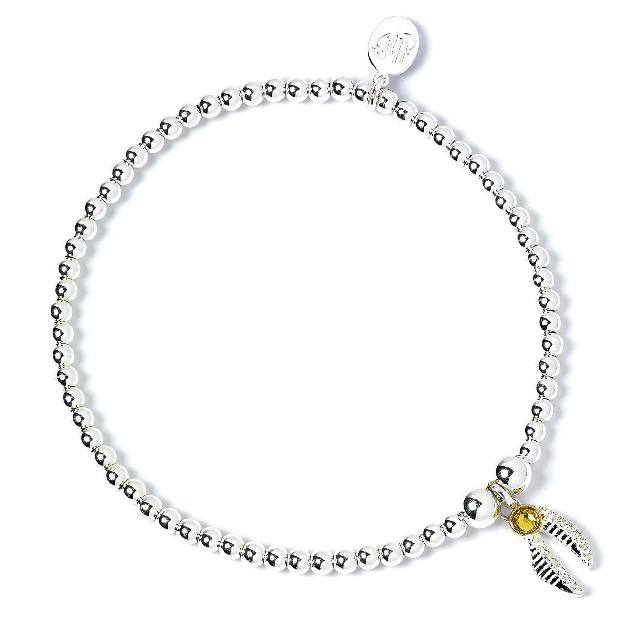 Harry Potter Sterling Silver Ball Bead Snitch Bracelet BHPSB004