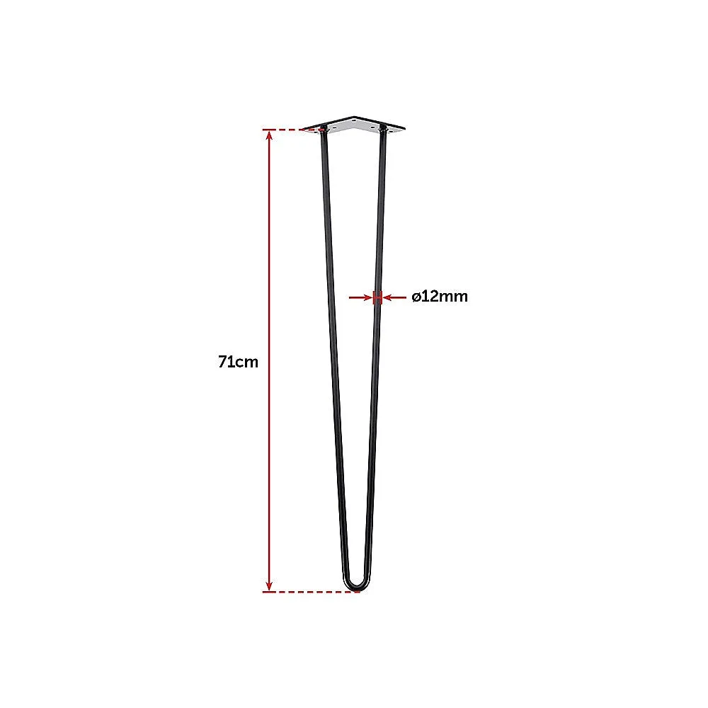Heavy-Duty Powder-Coated Steel Hairpin Table Legs - Set of 4 (71cm) by Della Francesca