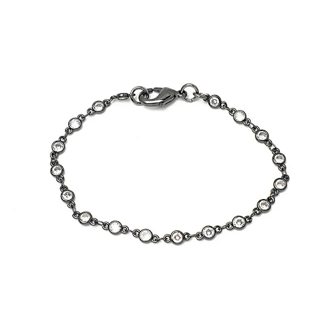 Hematite Cubic Zirconia Tennis Bracelet