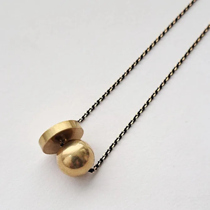 Hiku Solid Brass Ball & Disc Long Necklace | by brass bold