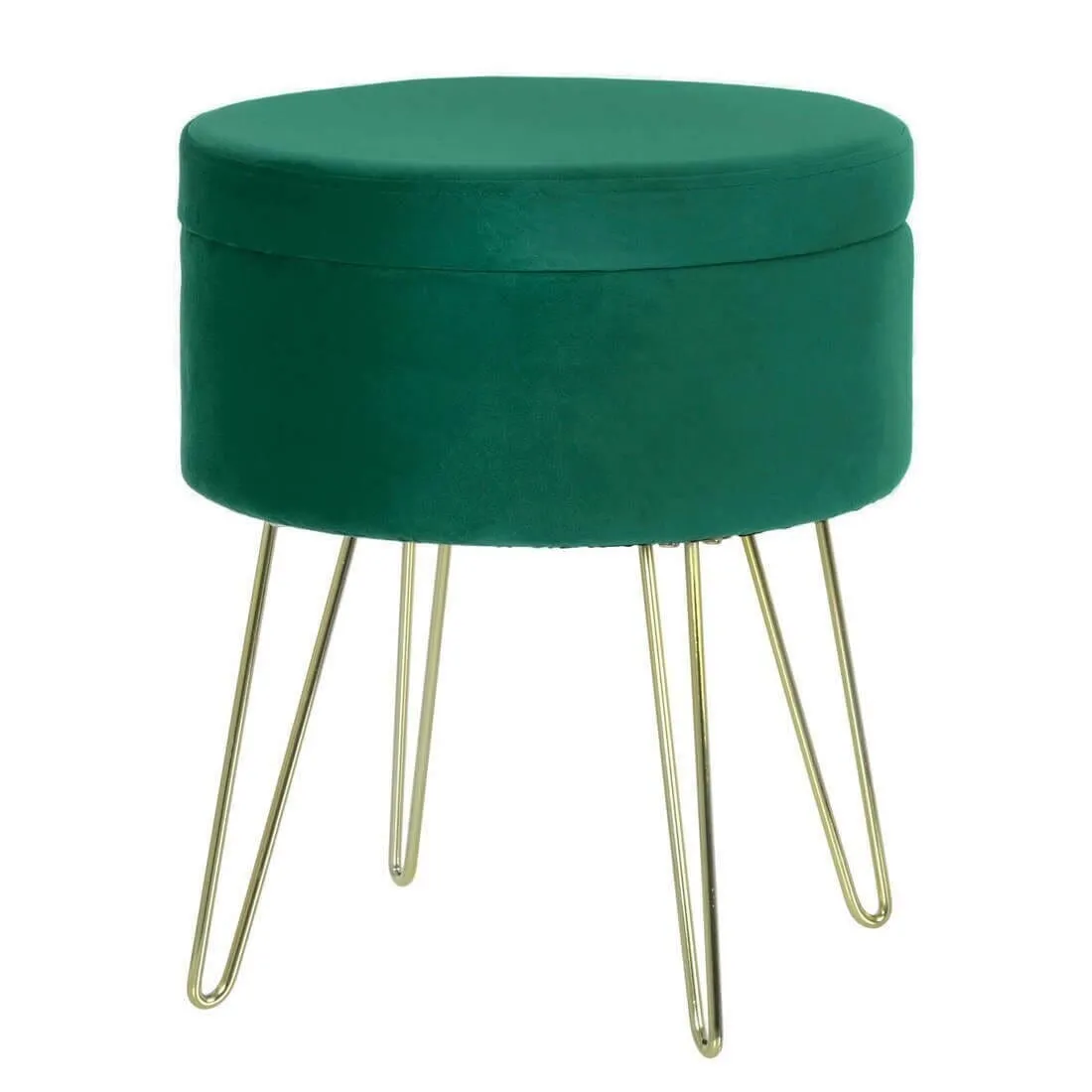 Hodge & Hodge Aria Plush Velvet Storage Stool With Gold Legs