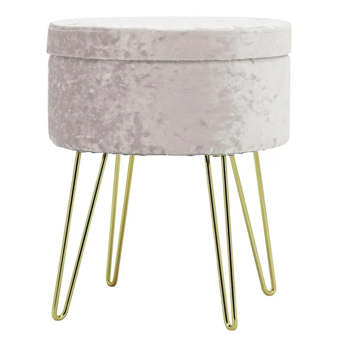 Hodge & Hodge Aria Plush Velvet Storage Stool With Gold Legs