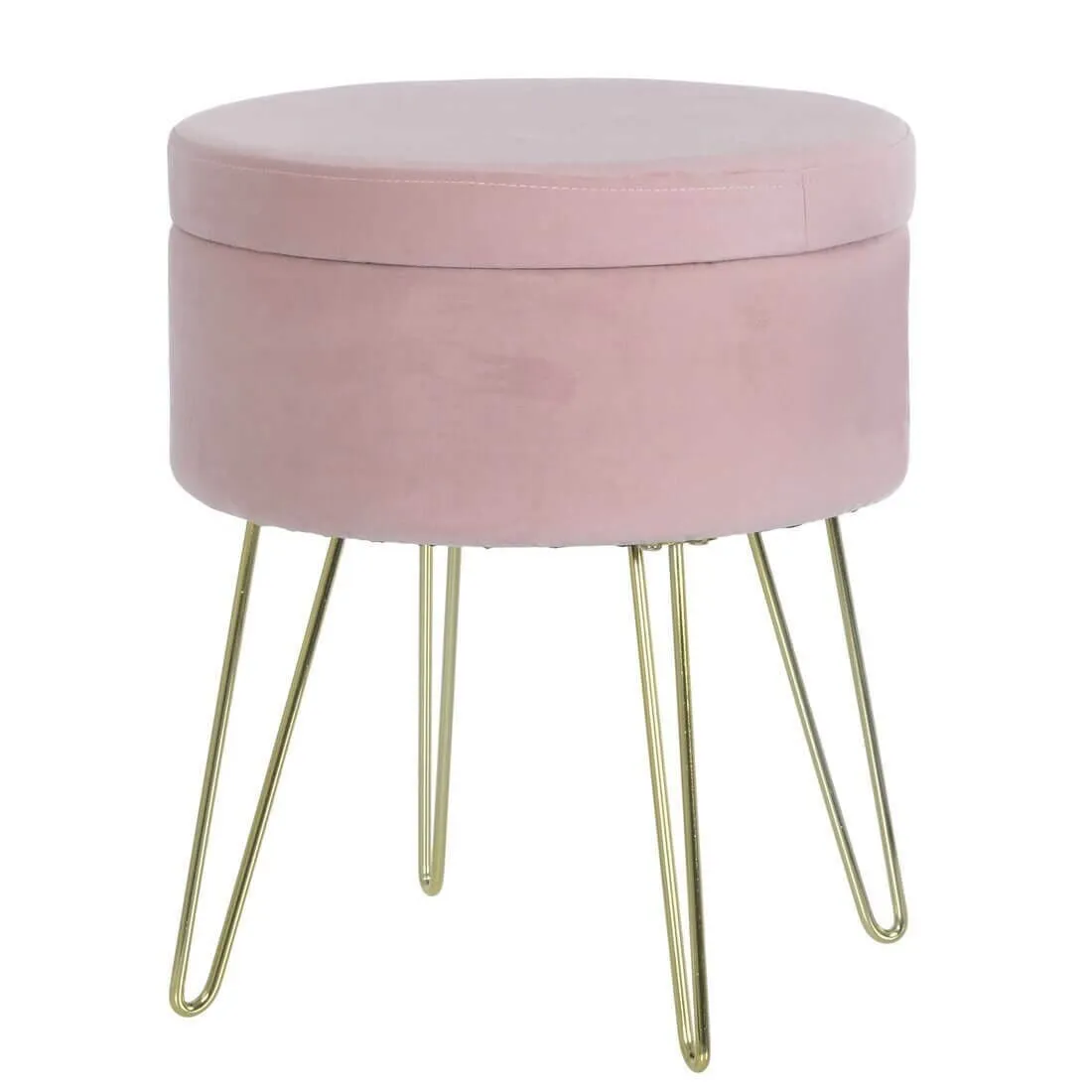 Hodge & Hodge Aria Plush Velvet Storage Stool With Gold Legs