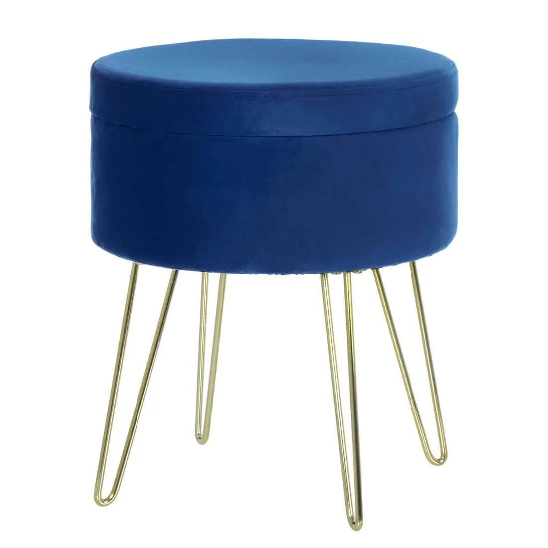 Hodge & Hodge Aria Plush Velvet Storage Stool With Gold Legs