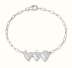Holy Family Hearts Consecration Bracelet in 925 Sterling Silver