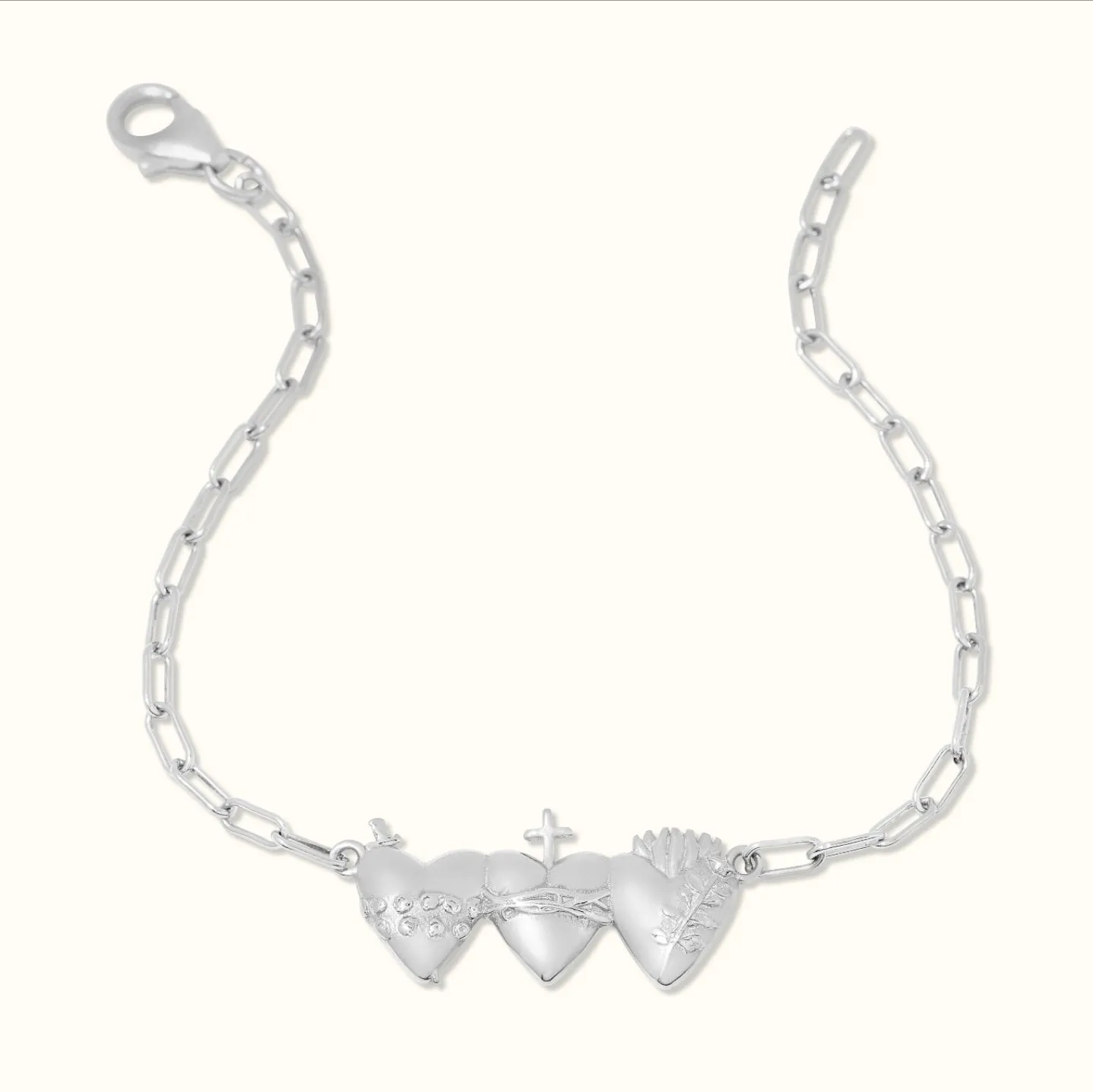 Holy Family Hearts Consecration Bracelet in 925 Sterling Silver