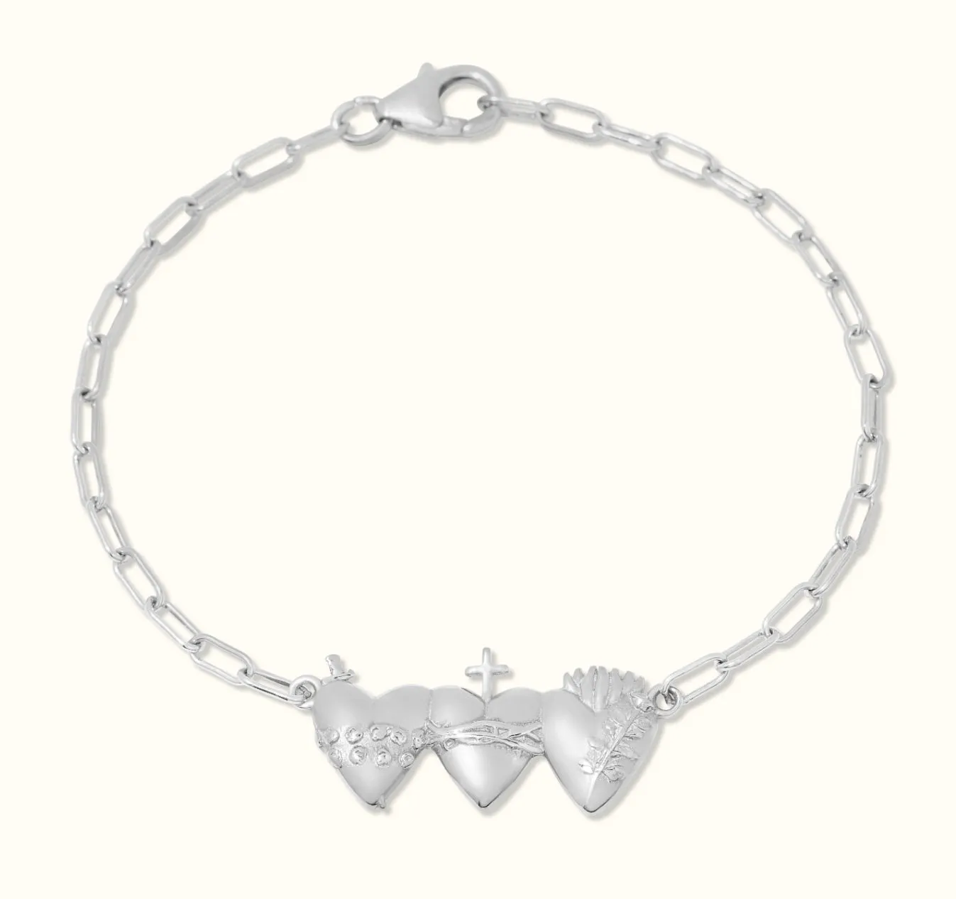 Holy Family Hearts Consecration Bracelet in 925 Sterling Silver