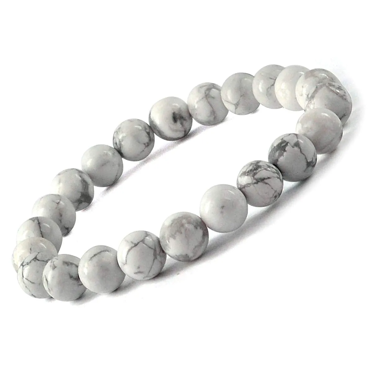 Howlite Natural Gemstone Bracelet Semi precious 8mm Beads Feng Shui Crystal Chakra Aura Personal Reiki Healing Crystals