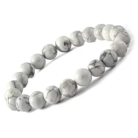 Howlite Natural Gemstone Bracelet Semi precious 8mm Beads Feng Shui Crystal Chakra Aura Personal Reiki Healing Crystals