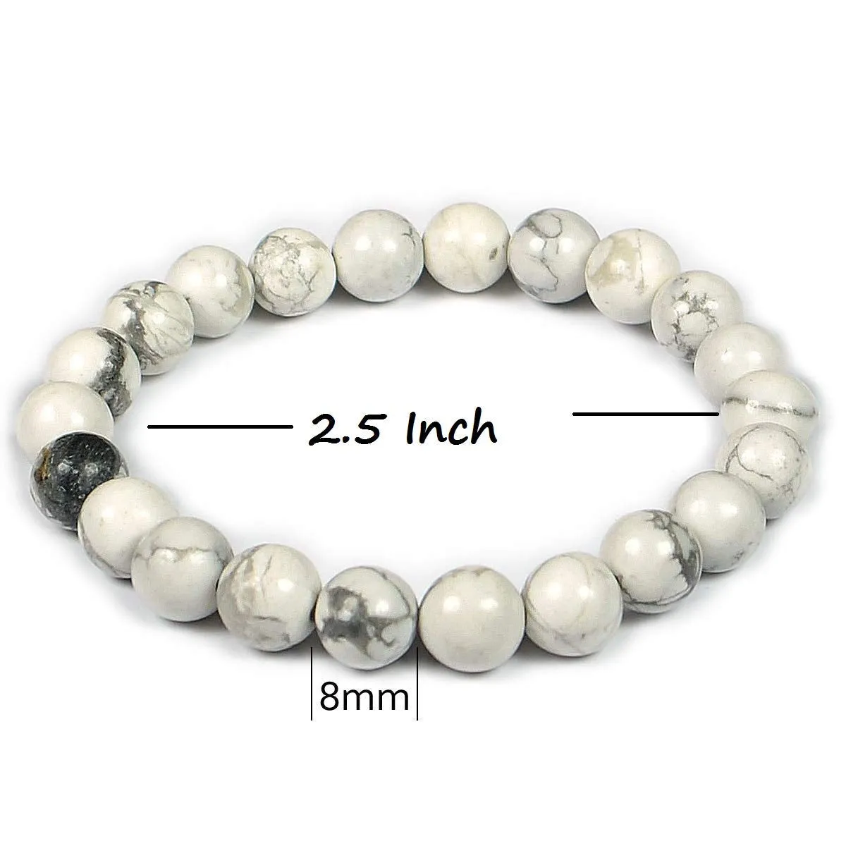 Howlite Natural Gemstone Bracelet Semi precious 8mm Beads Feng Shui Crystal Chakra Aura Personal Reiki Healing Crystals