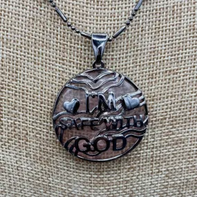 I'm Safe With God Pendant Rose Quartz Stone
