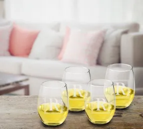 Initial Stemless Wine Glass Set