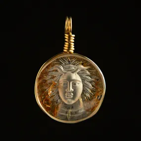 Intaglio Quartz Charm | Head of Medusa | 14k Yellow Gold