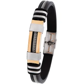 Invicta Men's Bracelet - Elements Black, Silver Tone and Rose Gold | 35403