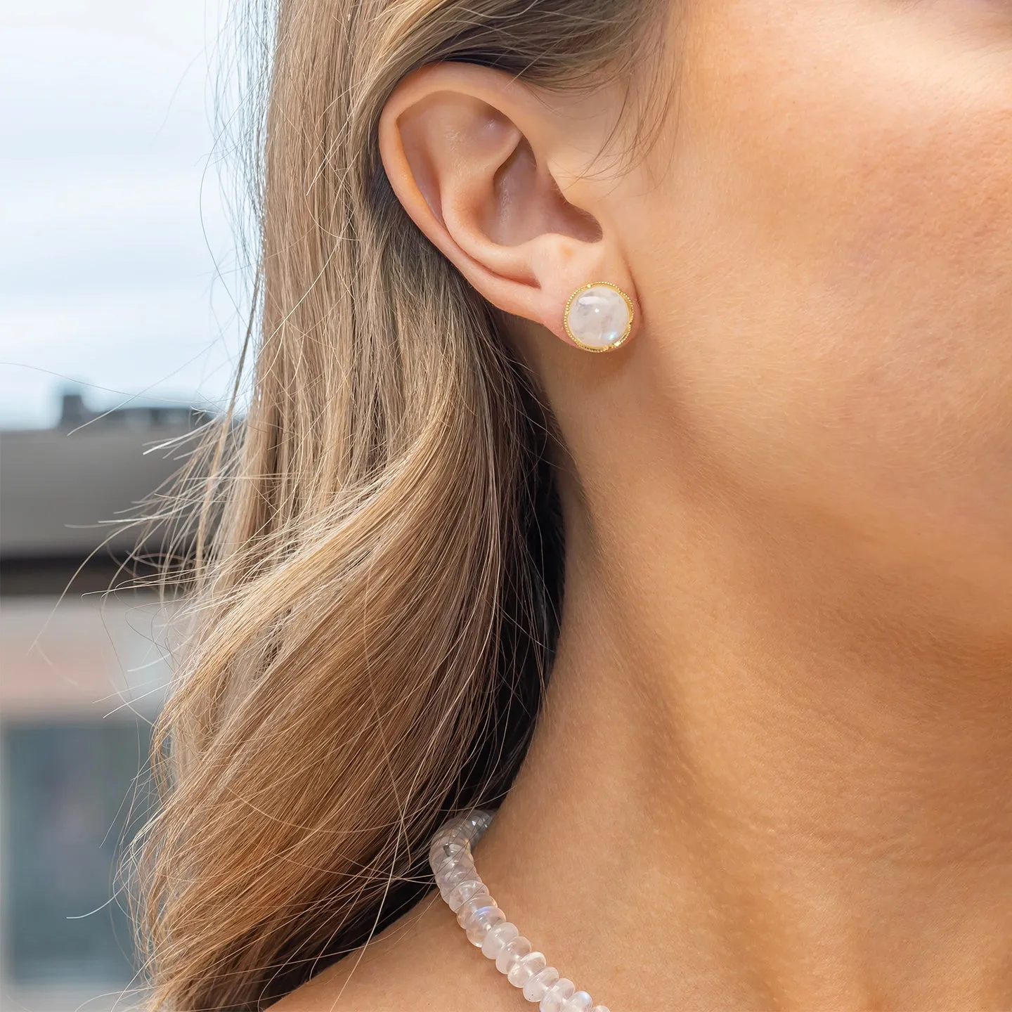 Irene Neuwirth Rainbow Moonstone Stud Earrings