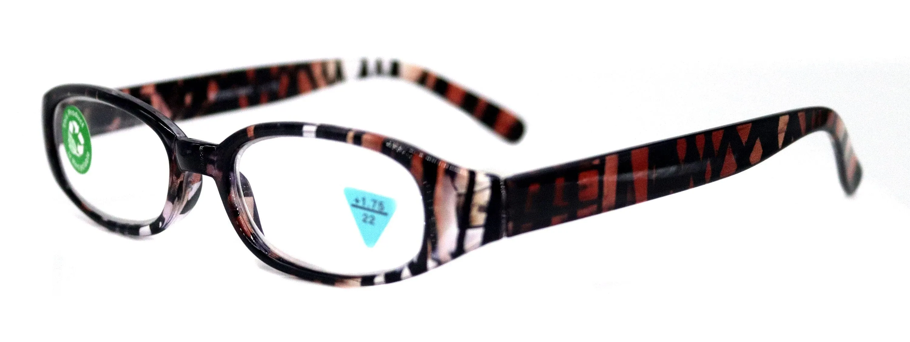 Isabella, (Premium) Reading Glasses, Fashion Reader (Zebra Brown) Animal Print Oval  4  5  6 High Magnification NY Fifth Avenue (Wide Frame)