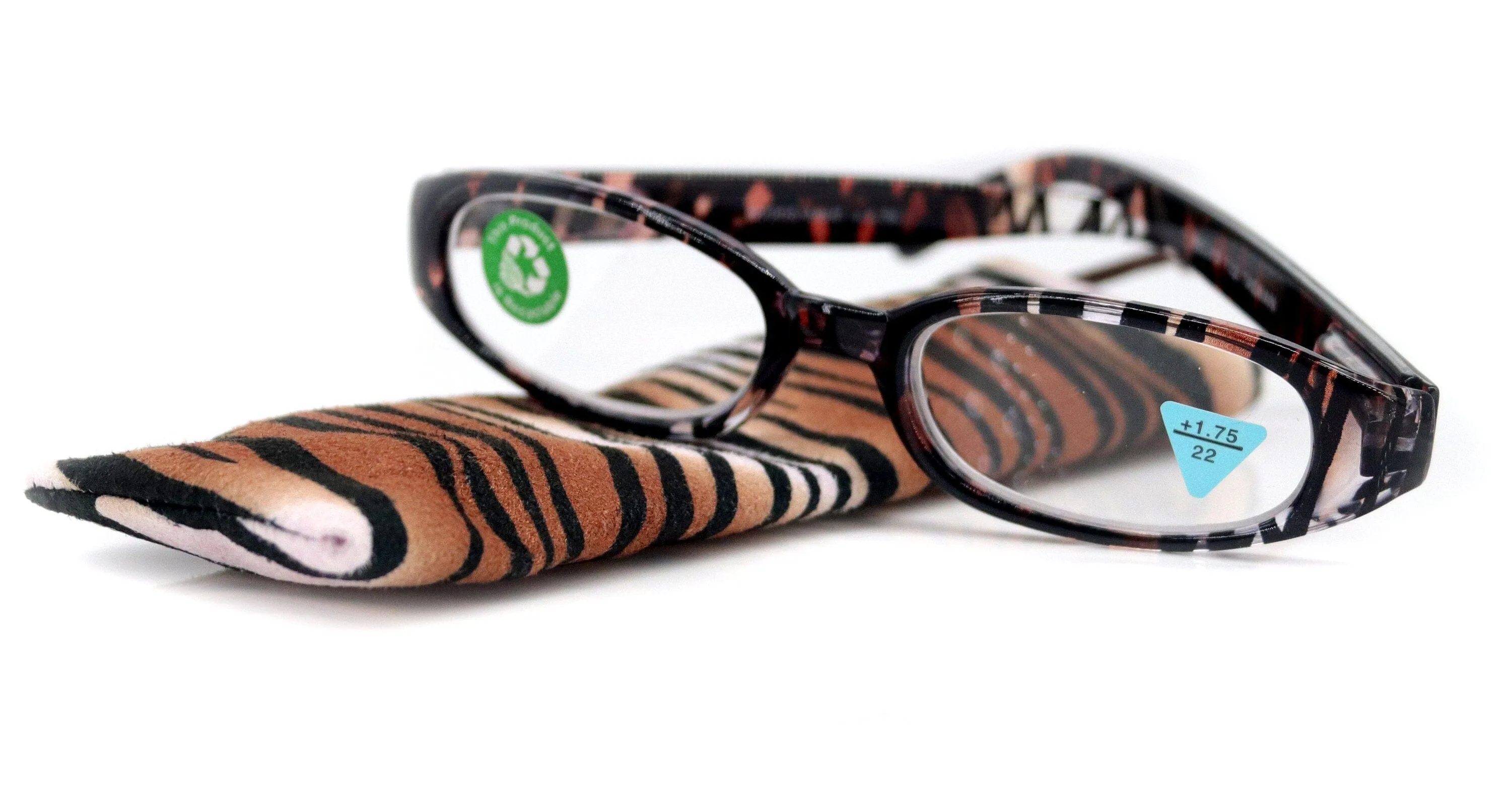 Isabella, (Premium) Reading Glasses, Fashion Reader (Zebra Brown) Animal Print Oval  4  5  6 High Magnification NY Fifth Avenue (Wide Frame)